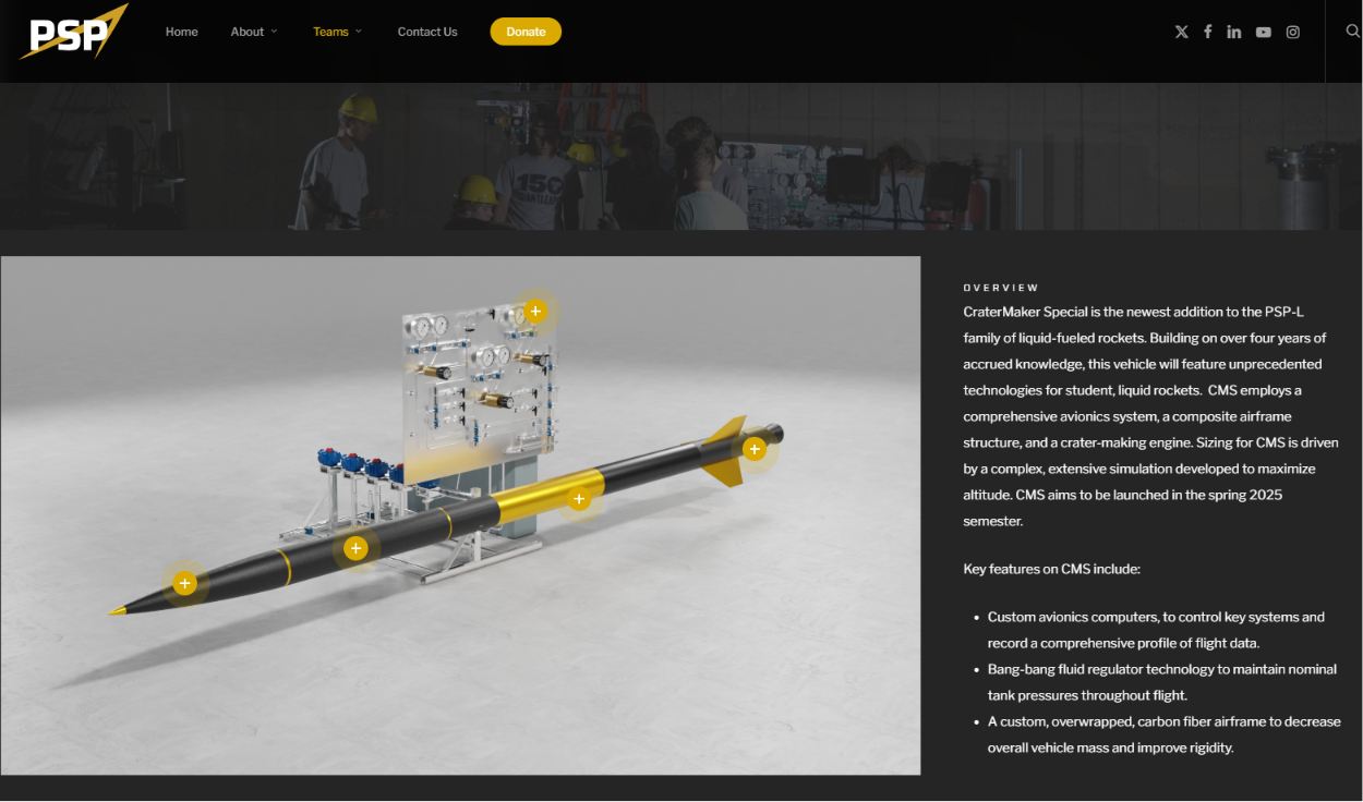 PSPL CMS : rocket developed by the Purdue Space Program liquids team