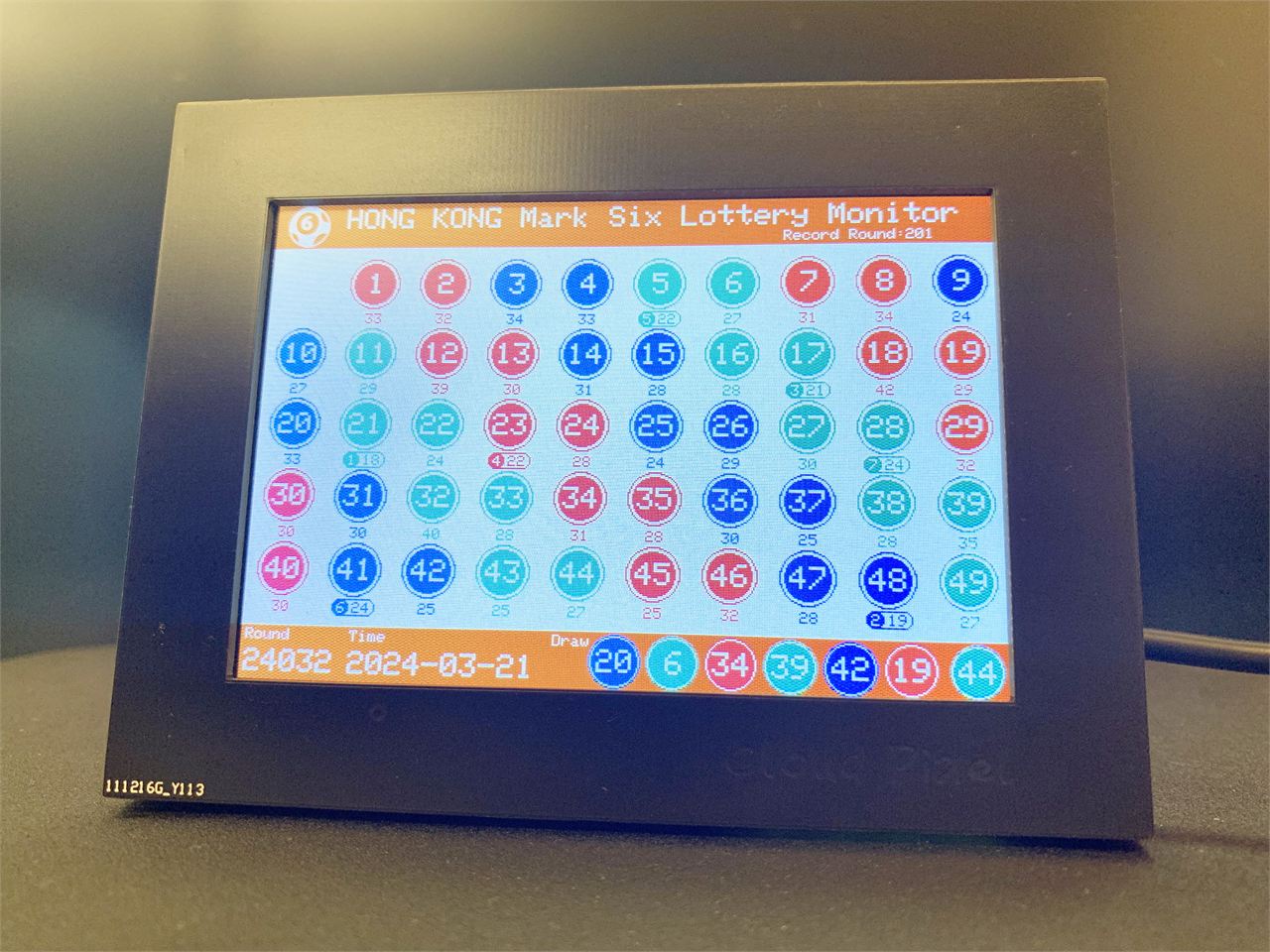 Lottery Monitor (Hong Kong Mark Six Lottery) - Cloud Pixel