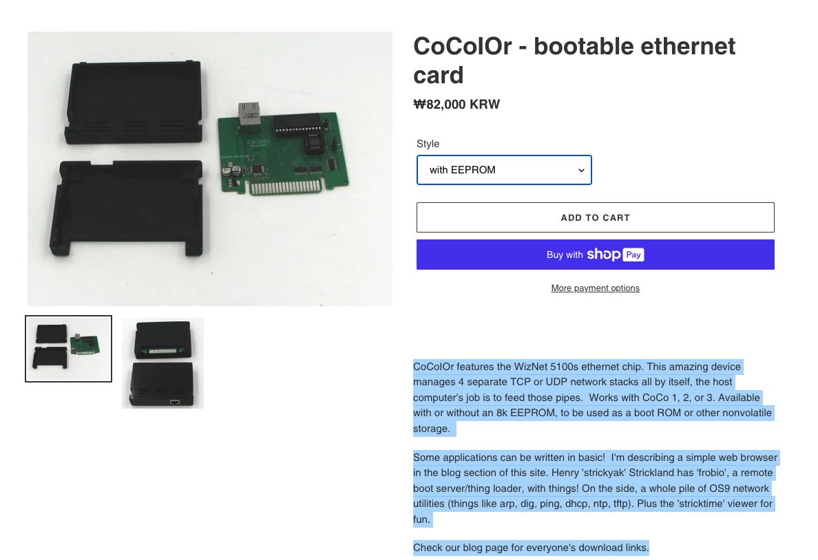 Load image into Gallery viewer, CoCoIOr - bootable ethernet card Load image into Gallery viewer, Co