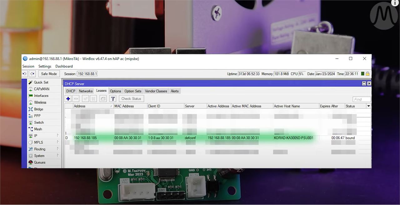 Own interface board. Ethernet connection for LBP KORAD KA3005D #2
