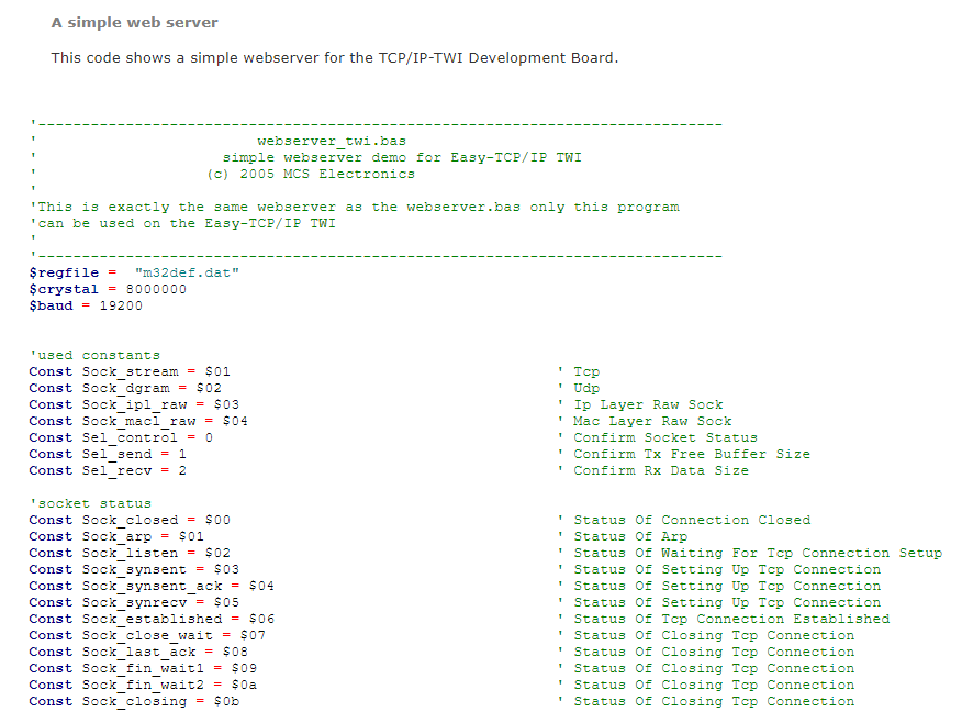 Easy TCP/IP I²C TWI