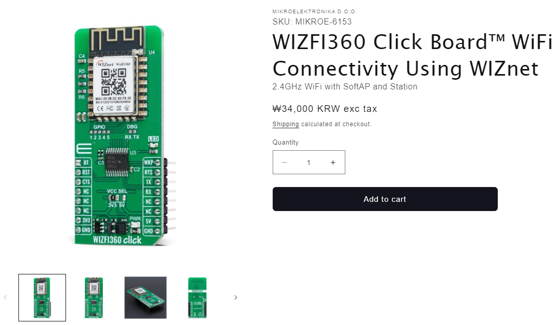 WIZFI360 Click Board™ WiFi Connectivity Using WIZnet