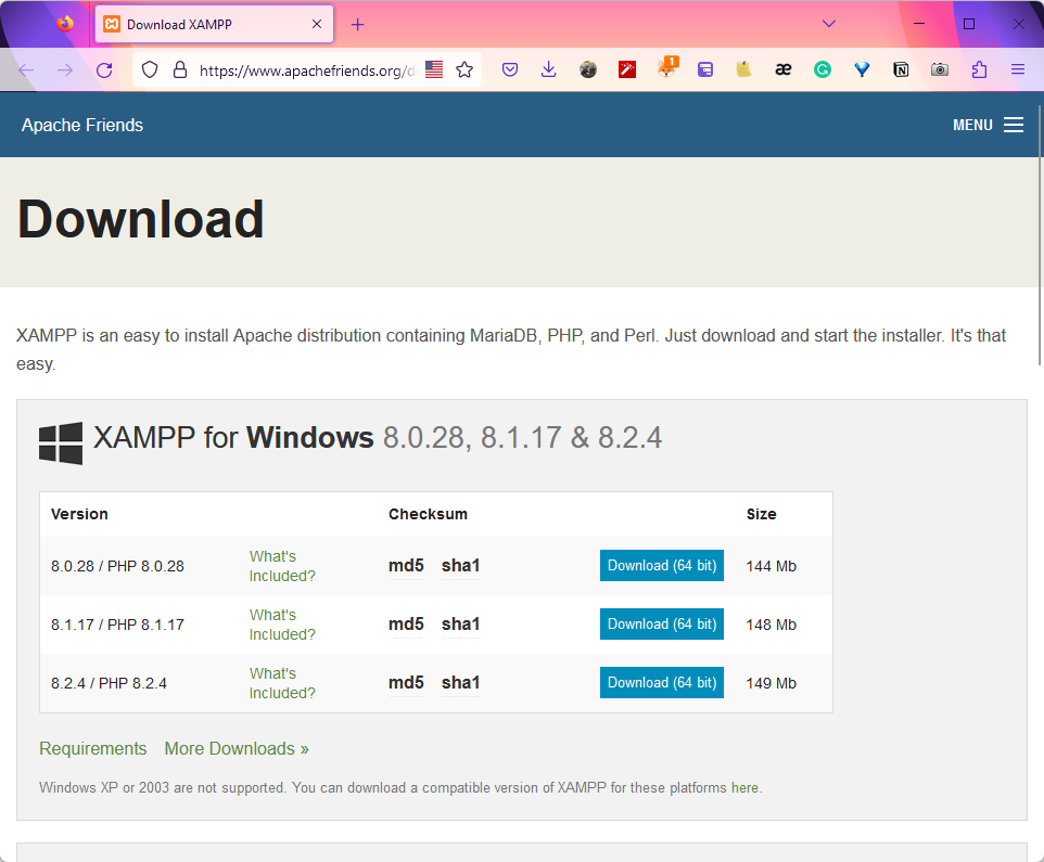 1. Install XAMPP: