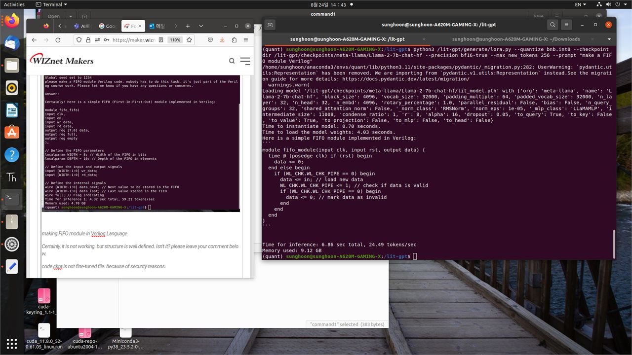 Llama2 fine-tuned model inference in RTX4070 (feat. W5100s)