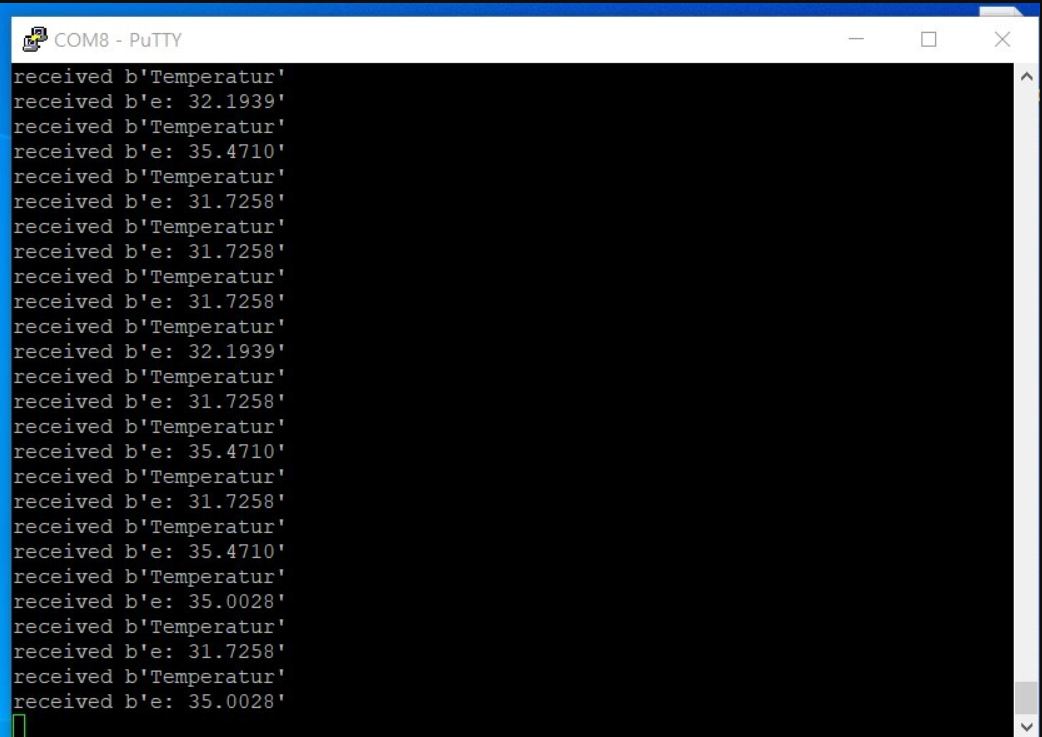 Transmission of temperature measurement data from client to server.