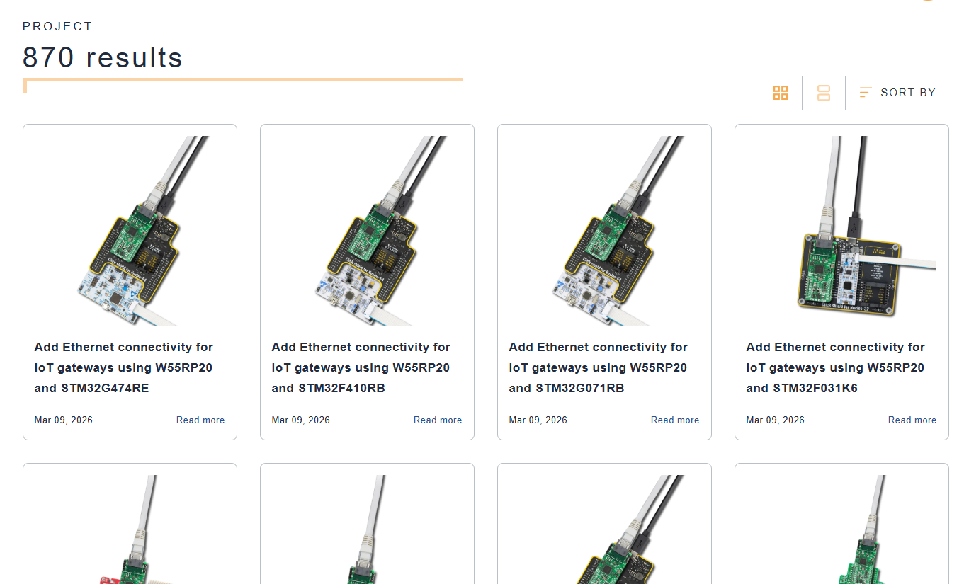 MIKROE의 W55RP20 기반 ETH WIZ 3 Click – 870개의 IoT Gateway 레퍼런스 프로젝트
