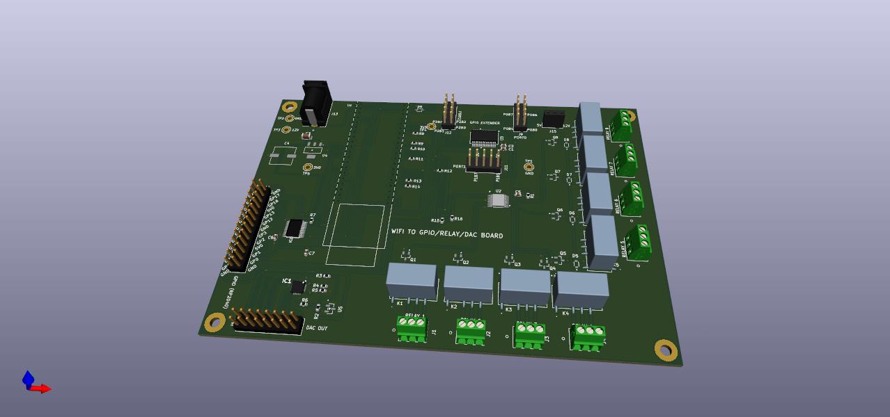 WiFi to GPIO/Relay and DAC outputs board