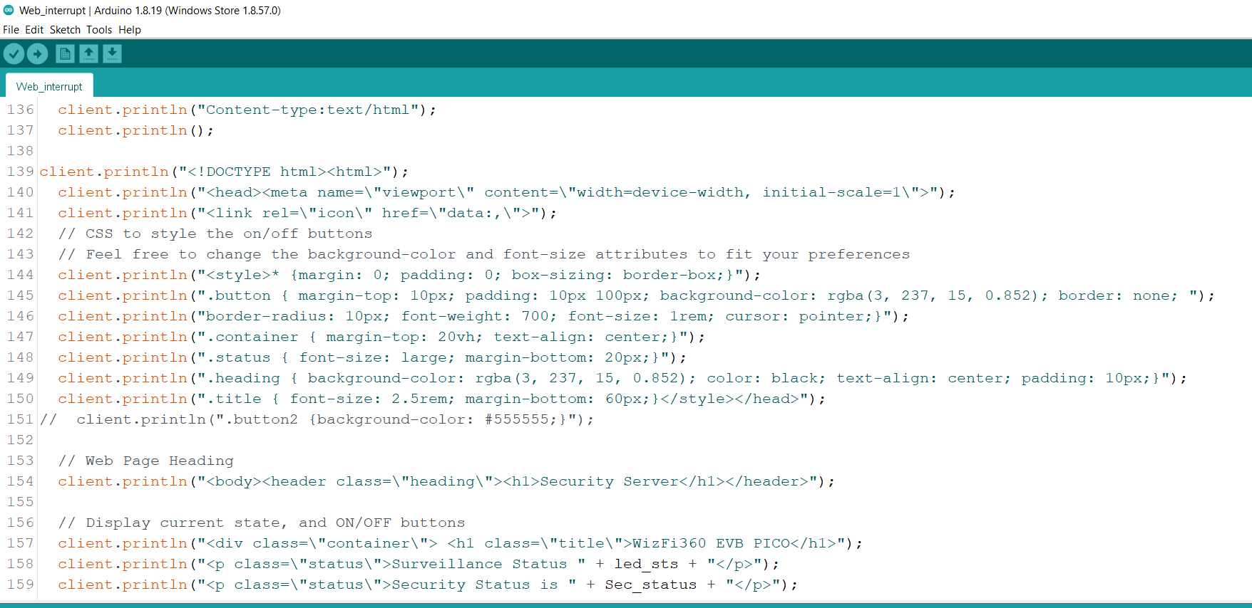 Surveillance -- Security Server, WizFi360-EVB-PICO