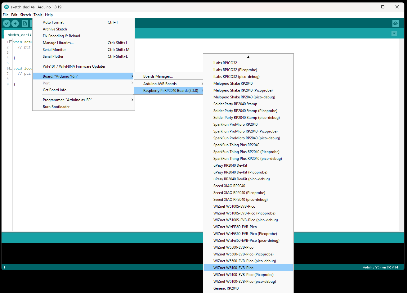 IPv4/IPv6 W6100-EVB-Pico with Arduino IDE