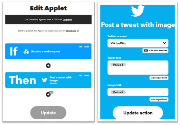 Twitter bot using RPi Pico, Ethernet HAT and IFTTT, IFTTT Setup