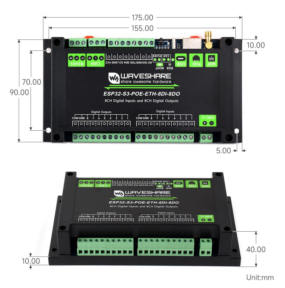 ESP32-S3-POE-ETH-8DI-8DO, Board introduction