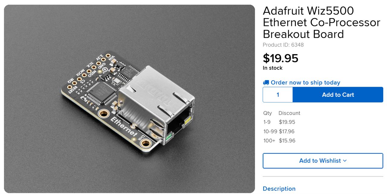 Adafruit Wiz5500 Ethernet Co-Processor Breakout Board, Market Positioning