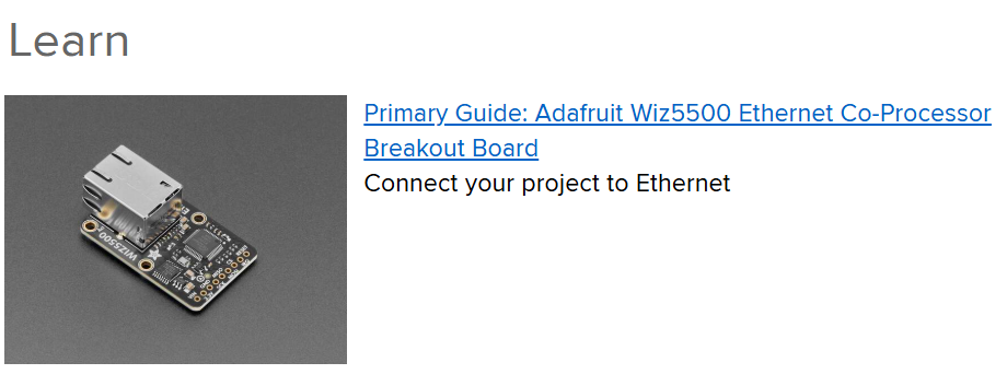 Adafruit Wiz5500 Ethernet Co-Processor Breakout Board, Software Ecosystem