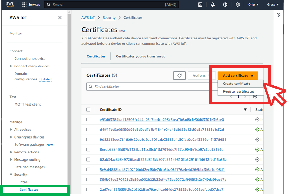 create certificate