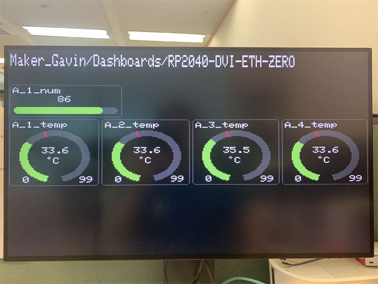 RP2040-ETH-DVI-ZERO: Adafruit IO Dashboard Monitor ( HDMI / DVI Mode )
