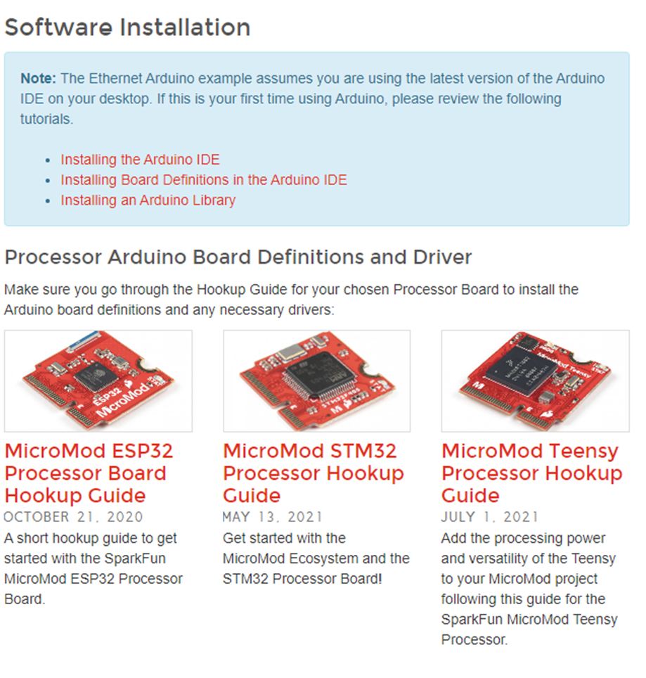 MicroMod Ethernet Function Board - W5500 Hookup Guide