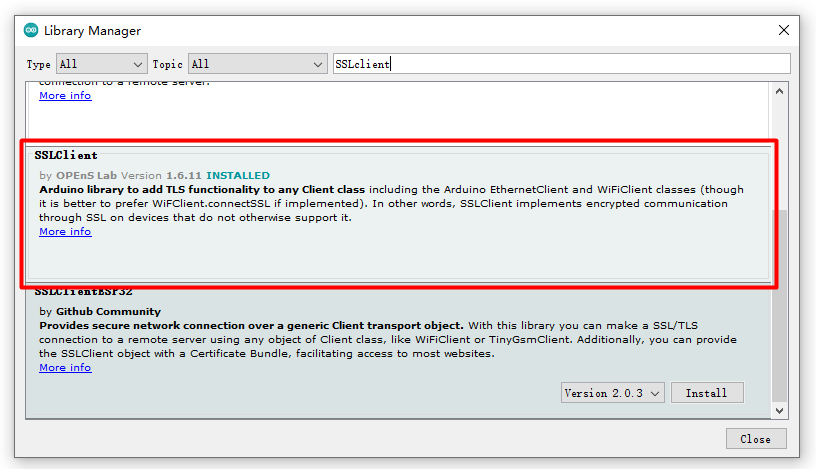 Step 1. Install SSLclient library on Arduino.