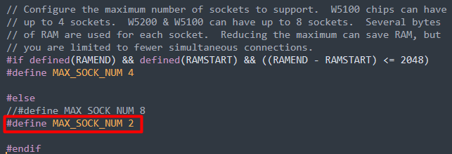 Step 2. Expand the w5100s RX_BUFFER size.