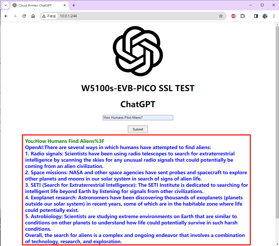 Step 4. Initialize the network and act as an HTTP server to start a ChatGPT session.