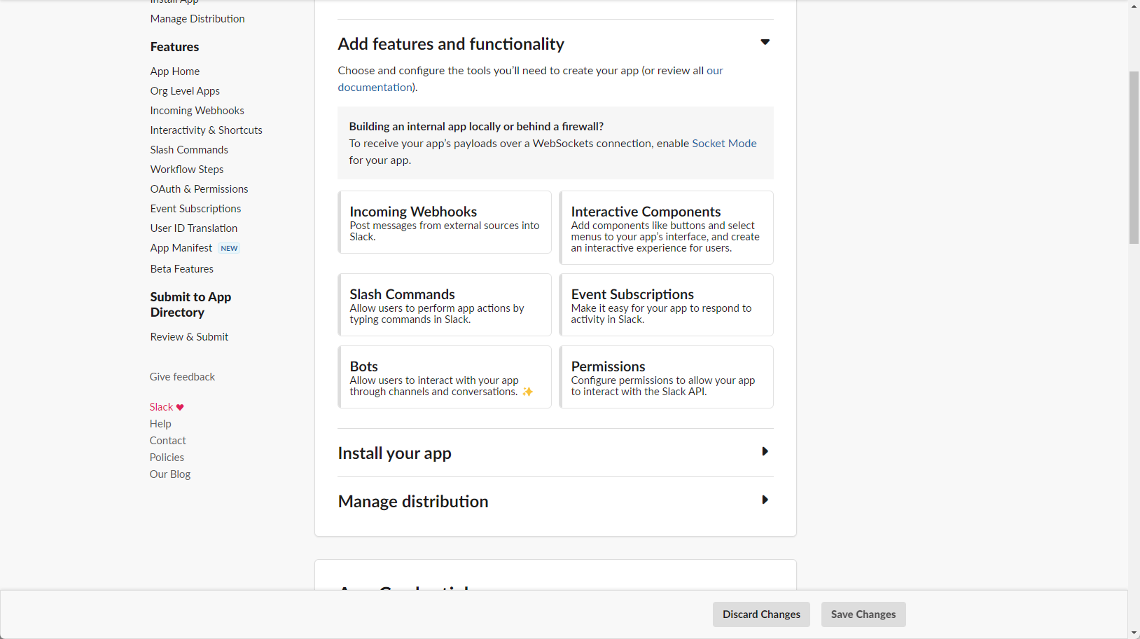 App creation and API token issuance