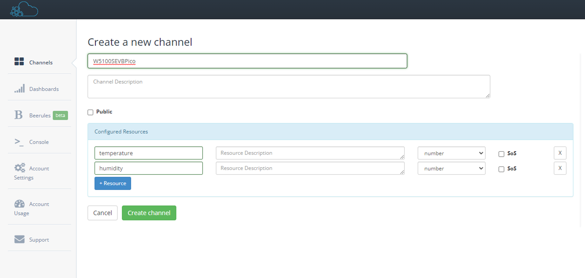 2.1. Create channel