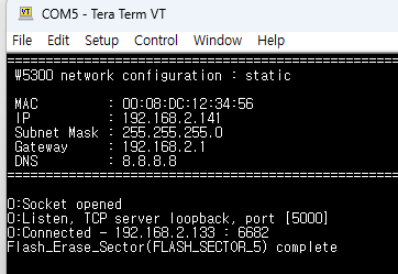 W5300_STM32F429_FWUP Example, Test Exmample