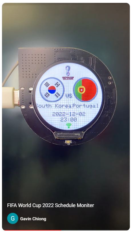 Step 4: Displays the football-data match info on the screen(GC9A01);