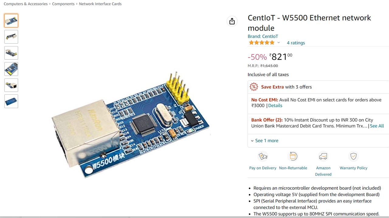 CentIoT W5500 Ethernet network module