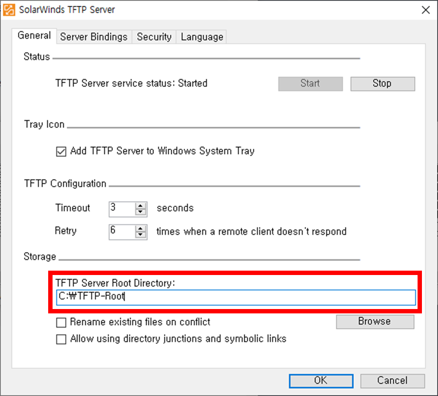 TFTP server configure