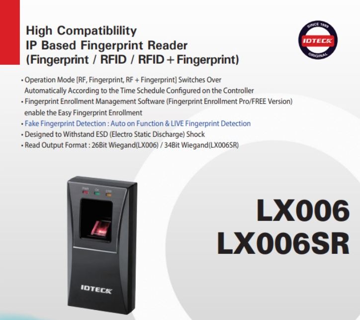 IP BASED FINGERPRINT READER (FINGERPRINT/RFID/RFID+FINGERPRINT)