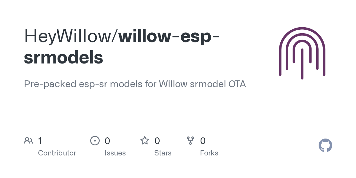 GitHub repository card for HeyWillow willow-esp-srmodels