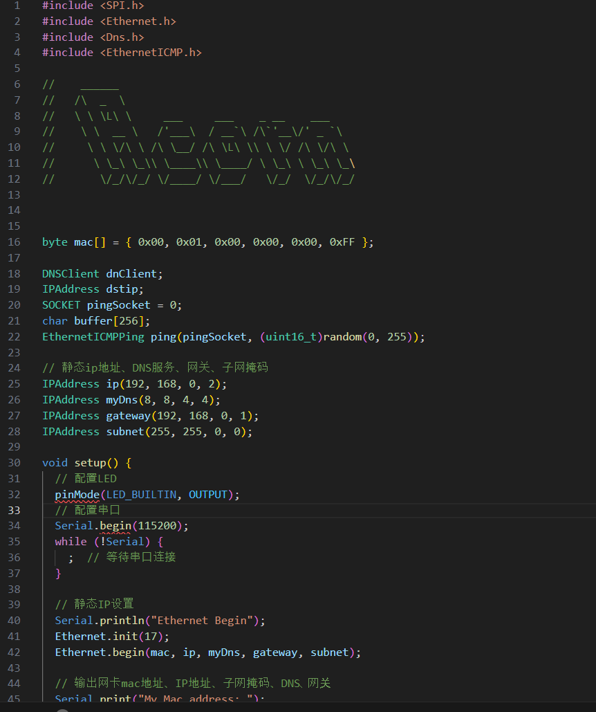 Summary of ping test(ICMP) on W5500
