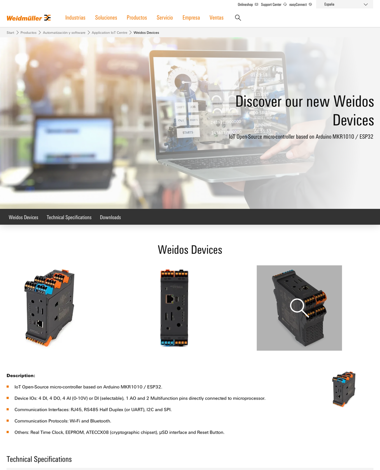 Official Weidos product page overview