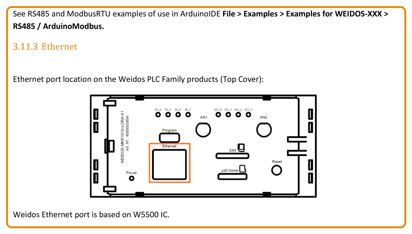 Manual crop showing the Weidos Ethernet connector and W5500 statement