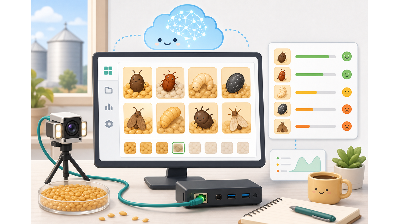 Illustration of an MDRN recognition dashboard with icon tiles and confidence bars
