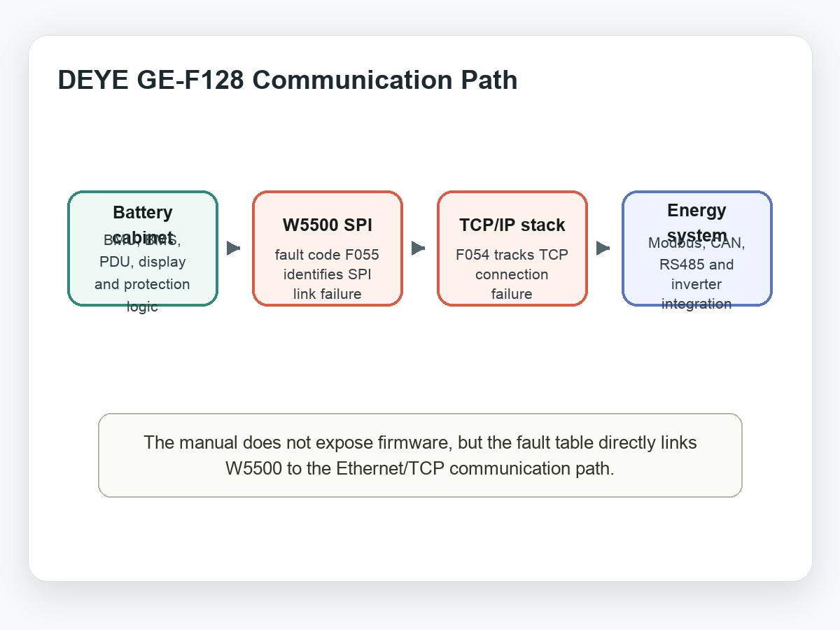 Generated architecture diagram for the DEYE GE-F128 W5500 communication path