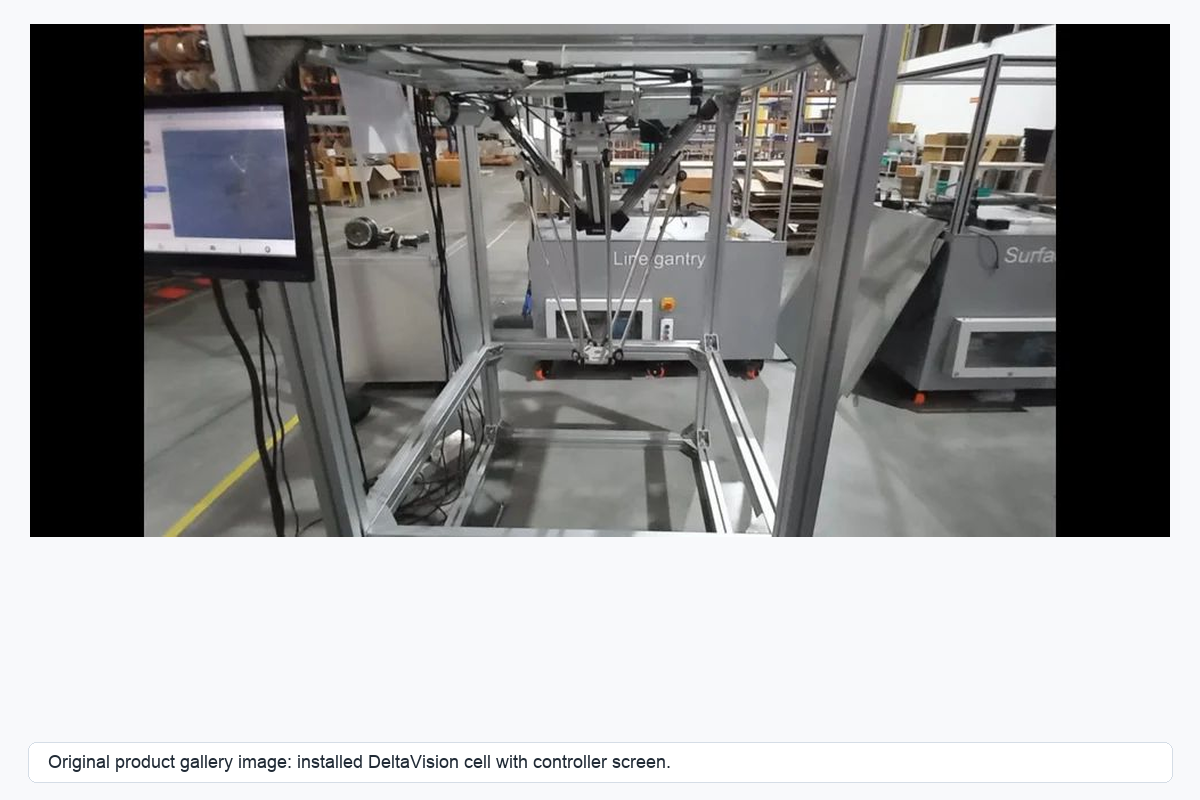 Installed Greenox DeltaVision robot cell with controller screen