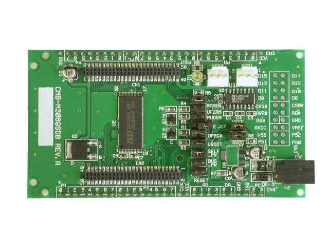 The optional M3069-S debugging carrier provides sockets for a compatible I/O board, breakout connections, configuration jumpers and a power connector.