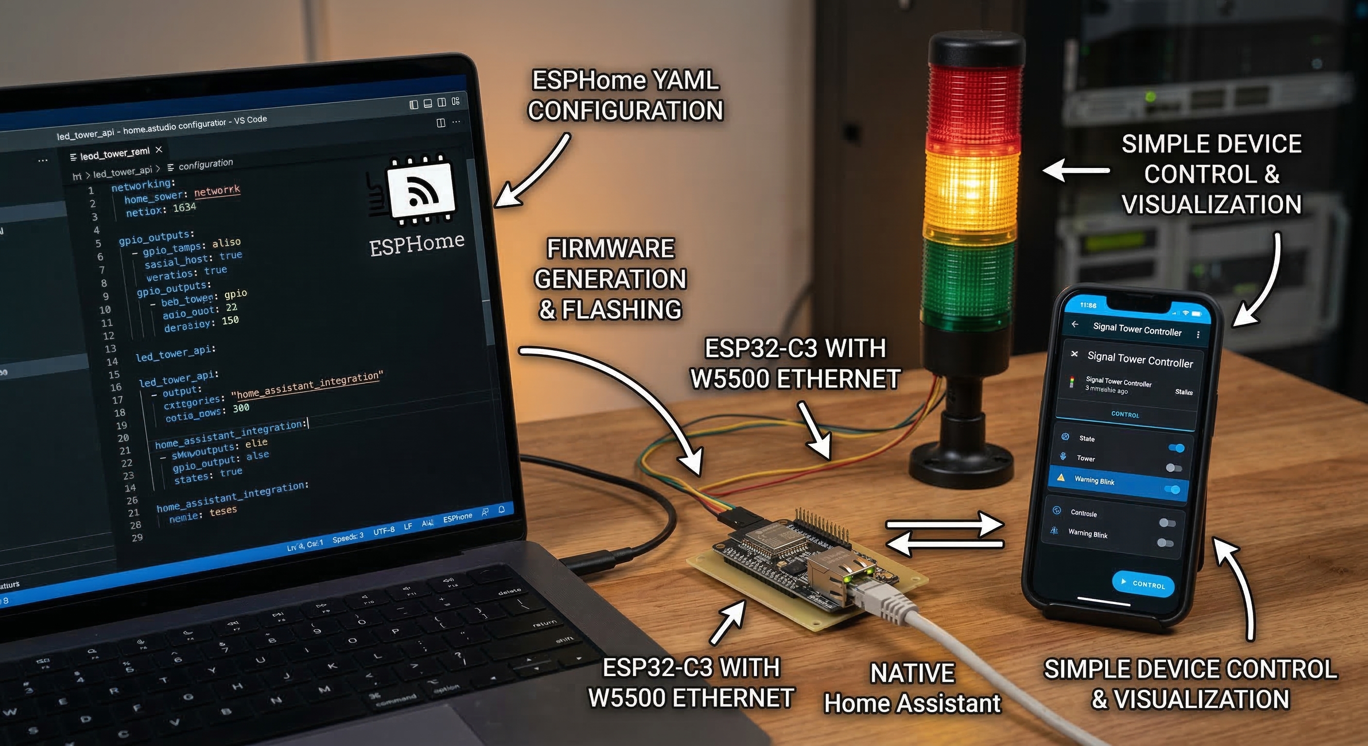 ESP32 Industrial Signal Tower Controller