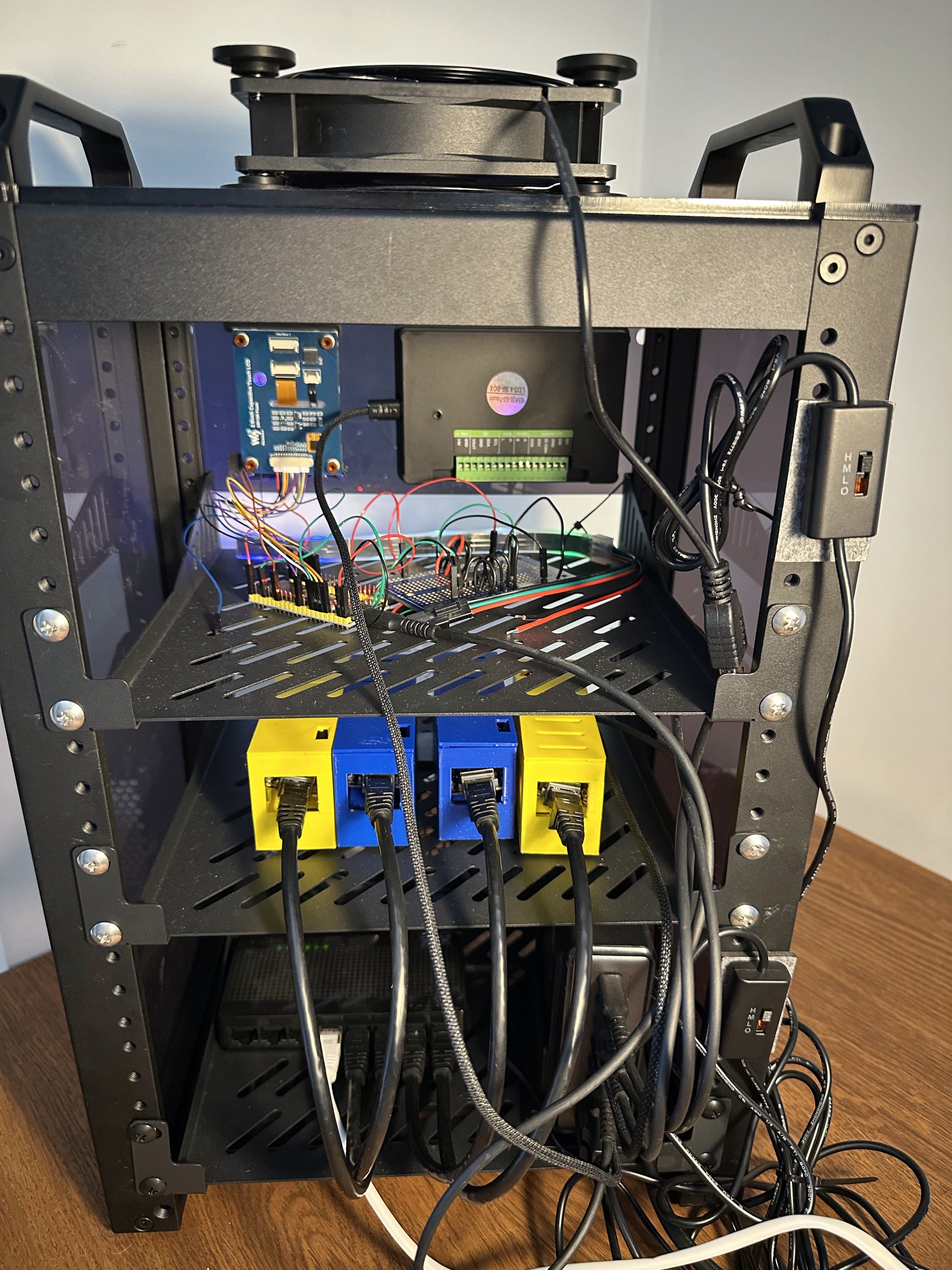 Rear of the rack — cabling and power distribution