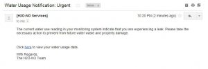 The H2ONO Wireless Water Use Monitor System, Notifications
